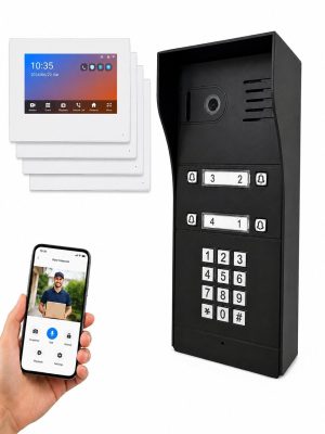 GBF PL963PM4UBL-POE IP Door Station For 4 units multifamily building with 4 pcs wifi indoor monitors MR930M
